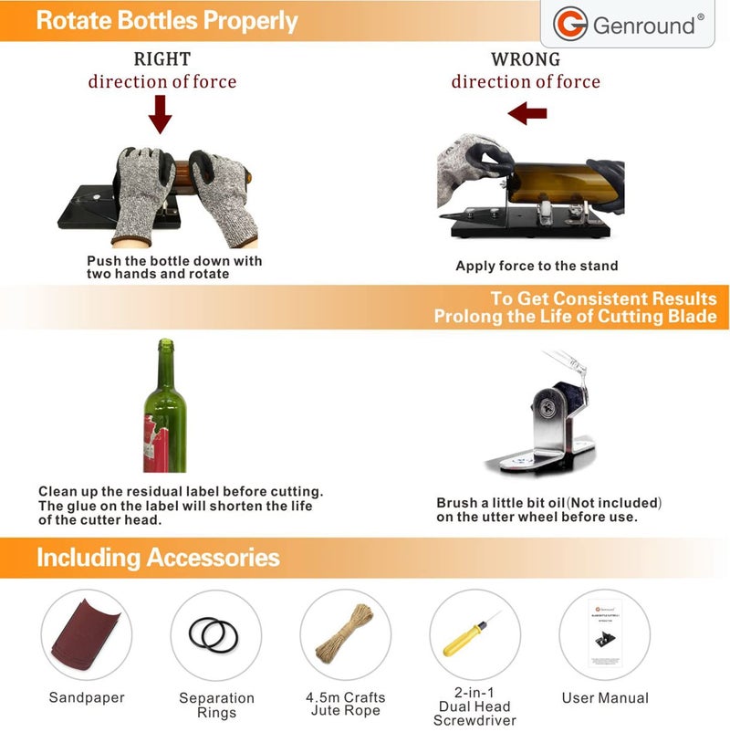 Genround Bottle Cutter, Upgrade 2.1 Glass Bottle Cutter Glass Cuttting Machine for Round Square and Neck Glass Cutting Tool for DIY Projects - Image 5